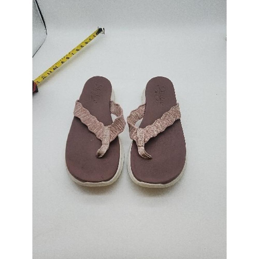 Skechers Sandals Womens 10 Yoga Foam Open Toe Flip Flop Pink Fabric Slip On
